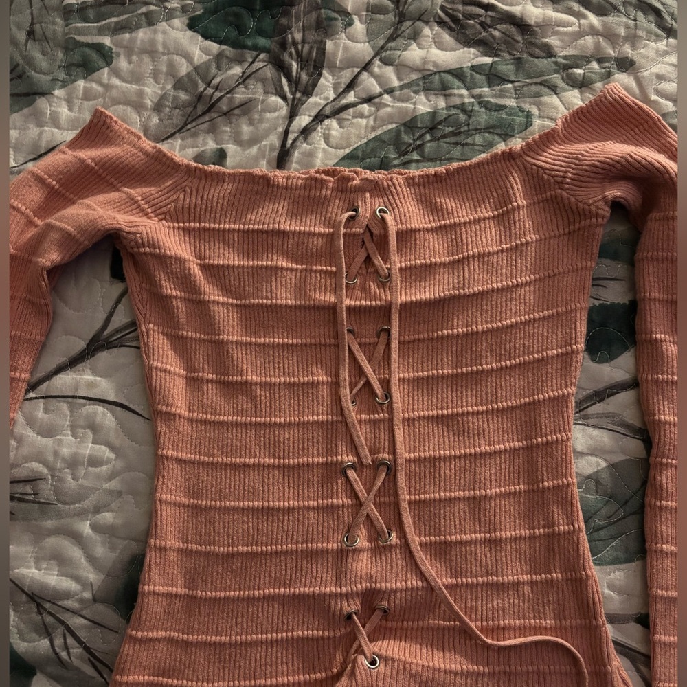Elegant Off-Shoulder Pink Sweater